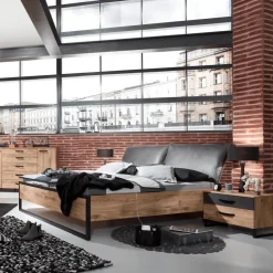 Nachttafels|Ygo Nachttafelset KICK F99-Plankeneiche/Raw Steel