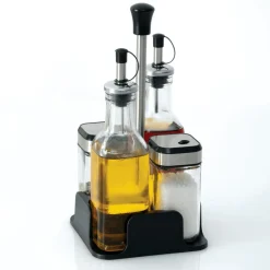 Servies|Keukenaccessoires|Ygo Olie/Azijn/Zout/Peper-Rek FIOR Rvs Zwart