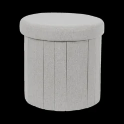 Opbergboxen|Decoratieve Opbergers|Ygo Opbergpouf DOAKA Rond Lichtgrijs
