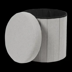Opbergboxen|Decoratieve Opbergers|Ygo Opbergpouf DOAKA Rond Lichtgrijs