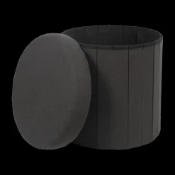 Opbergboxen|Decoratieve Opbergers|Ygo Opbergpouf DOAKA Rond Zwart