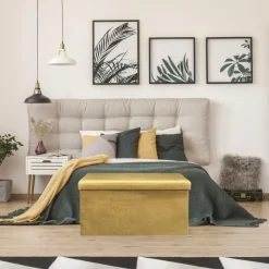 Opbergboxen|Decoratieve Opbergers|Ygo Opbergpouf FLIRAX Rechthoek Oker