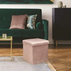 Opbergboxen|Decoratieve Opbergers|Ygo Opbergpouf FLIRAX Vierkant Roze