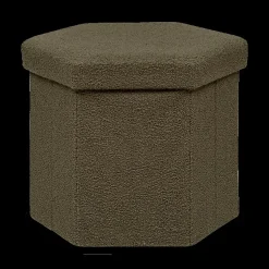 Opbergboxen|Decoratieve Opbergers|Ygo Opbergpouf HEXIO kaki