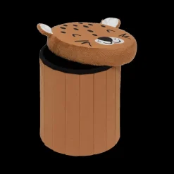 Decoratieve Accessoires|Tapijten |Ygo Opbergpouf LEO Luipaard Poly Bruin