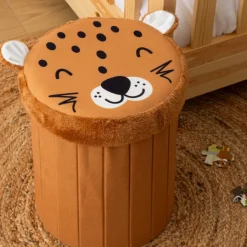 Decoratieve Accessoires|Tapijten |Ygo Opbergpouf LEO Luipaard Poly Bruin