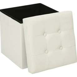 Opbergboxen|Decoratieve Opbergers|Ygo Opbergpouf LYSANDRA VK Stof Beige