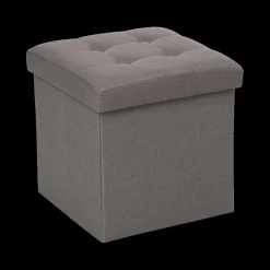 Opbergboxen|Decoratieve Opbergers|Ygo Opbergpouf LYSANDRA VK Stof Grijs