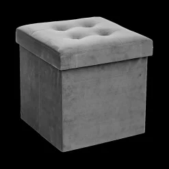 Opbergboxen|Decoratieve Opbergers|Ygo Opbergpouf LYSANDRA VK Velv. Grijs