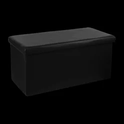 Opbergboxen|Decoratieve Opbergers|Ygo Opbergpouf ORISA RH PVC Zwart