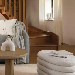 Poufen & Voetenbanken|Ygo Opbergpouf ZILXIA Ovaal Bouclé Wit