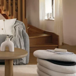 Poufen & Voetenbanken|Ygo Opbergpouf ZILXIA Ovaal Bouclé Wit