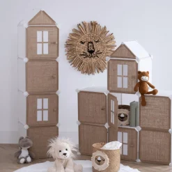 Slaapkamer|Accessoires|Ygo Opbergrek CASTLE 4Del. Met/Poly Wit/Beige