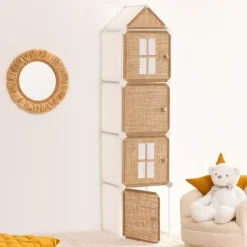 Slaapkamer|Accessoires|Ygo Opbergrek CASTLE 4Del. Met/Poly Wit/Beige