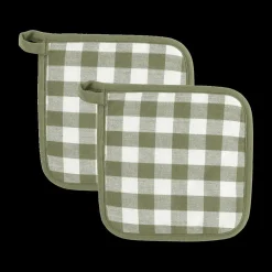 Keukenlinnen|Ygo Pannenlap S/2 GINSHA Ruit Olijfgroen