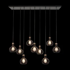 Hanglampen|Ygo Pendel RAGA 9Del. Lang Zwart/Koper