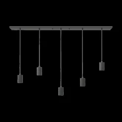 Hanglampen|Ygo Pendel RETRO RH 5D. Plafondplaat Zwart