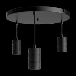 Hanglampen|Ygo Pendel RETRO Rond 3D. Plafondplaat Zwart