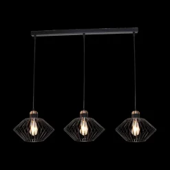 Hanglampen|Ygo Pendel SHURU 3Del. Lang Zwart/Koper