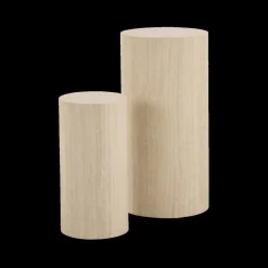 Salontafels & Bijzettafels|Ygo Piedestals LIVA S/2 Rond Travertijnlook