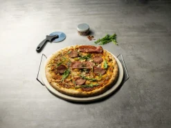 Kookaccessoires|Bakaccessoires|Ygo Pizzabaksteen PIZZAL Rond M/Handvat Wit