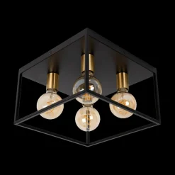 Plafonniers|Ygo Plafonnier RUBEN 4Del. VK Zwart/Mat Goud