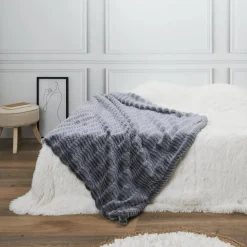 Sierkussens & Plaids|Ygo Plaid ABBIA Faux Fur Grijs