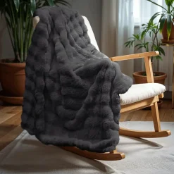 Sierkussens & Plaids|Ygo Plaid RABBIT Fake Fur Grijs