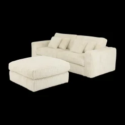 Poufen & Voetenbanken|Ygo Poef PROSPERO Rib Ecru 105x105