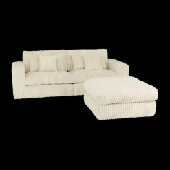 Poufen & Voetenbanken|Ygo Poef PROSPERO Rib Ecru 105x105