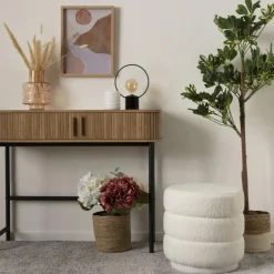 Poufen & Voetenbanken|Ygo Poef ZINIAN Rond Boulé Wit