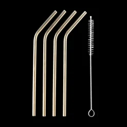 Aperitief & Wijn|Ygo S/4 Cocktailrietjes RVS XL Goud