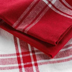 Keukenlinnen|Ygo S/2 Keukenhanddoek TORCHA Katoen Wit/Rood