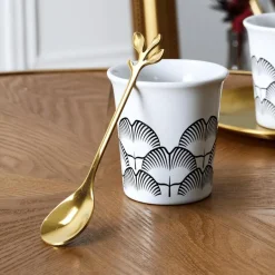 Bestek|Ygo S/4 Koffielepel FEUILLI Rvs Goud