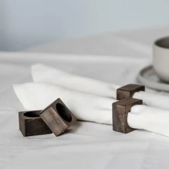 Tafelaccessoires|Ygo S/4 Servetring INIO Hout Bruin