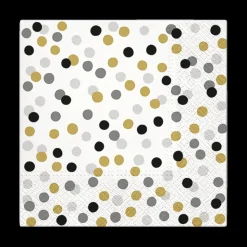 Tafellinnen & -Textiel|Ygo S/20 Serviet CONFETTI Goud/Grijs/Zwart