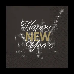 Tafellinnen & -Textiel|Ygo S/20 Serviet HAPPY NEW YEAR Zwart