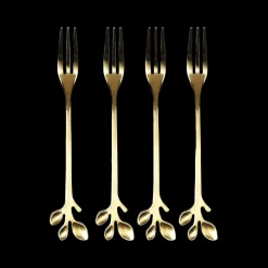 Bestek|Ygo S/4 Taartvorkje FEUILLI Rvs Goud