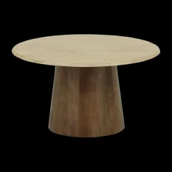 Salontafels & Bijzettafels|Ygo Salontafel ANANTA Ø80 Travertin/Mango Donkerbruin