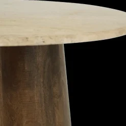 Salontafels & Bijzettafels|Ygo Salontafel ANANTA Ø80 Travertin/Mango Donkerbruin