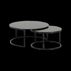 Salontafels & Bijzettafels|Ygo Salontafel 2-delig DAMON Glas Marmer Zwart