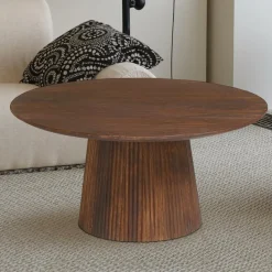 Salontafels & Bijzettafels|Ygo Salontafel DOMINGO Mango Lichtbruin Ø80