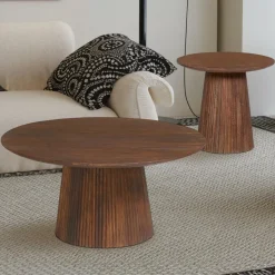 Salontafels & Bijzettafels|Ygo Salontafel DOMINGO Mango Lichtbruin Ø80