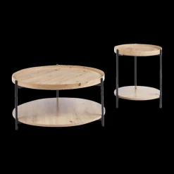 Salontafels & Bijzettafels|Ygo Salontafel JACOB Ø45 M/Onderblad Oude Eik