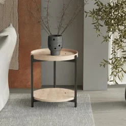 Salontafels & Bijzettafels|Ygo Salontafel JACOB Ø45 M/Onderblad Oude Eik