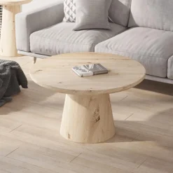 Salontafels & Bijzettafels|Ygo Salontafel LELIE Ø80 Kolompoot Oude Eik