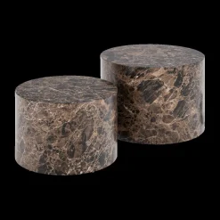 Salontafels & Bijzettafels|Ygo Salontafel LIVA S/2 Rond Bruin Delhi Marmer