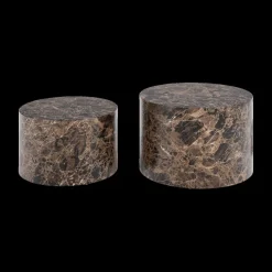 Salontafels & Bijzettafels|Ygo Salontafel LIVA S/2 Rond Bruin Delhi Marmer