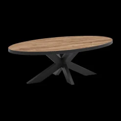 Salontafels & Bijzettafels|Ygo Salontafel LUCIEN Ovaal 130x70 Industrial Oak/Rand Zwart