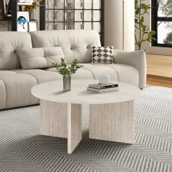 Salontafels & Bijzettafels|Ygo Salontafel MAERIS Ø90 Decor Travertin